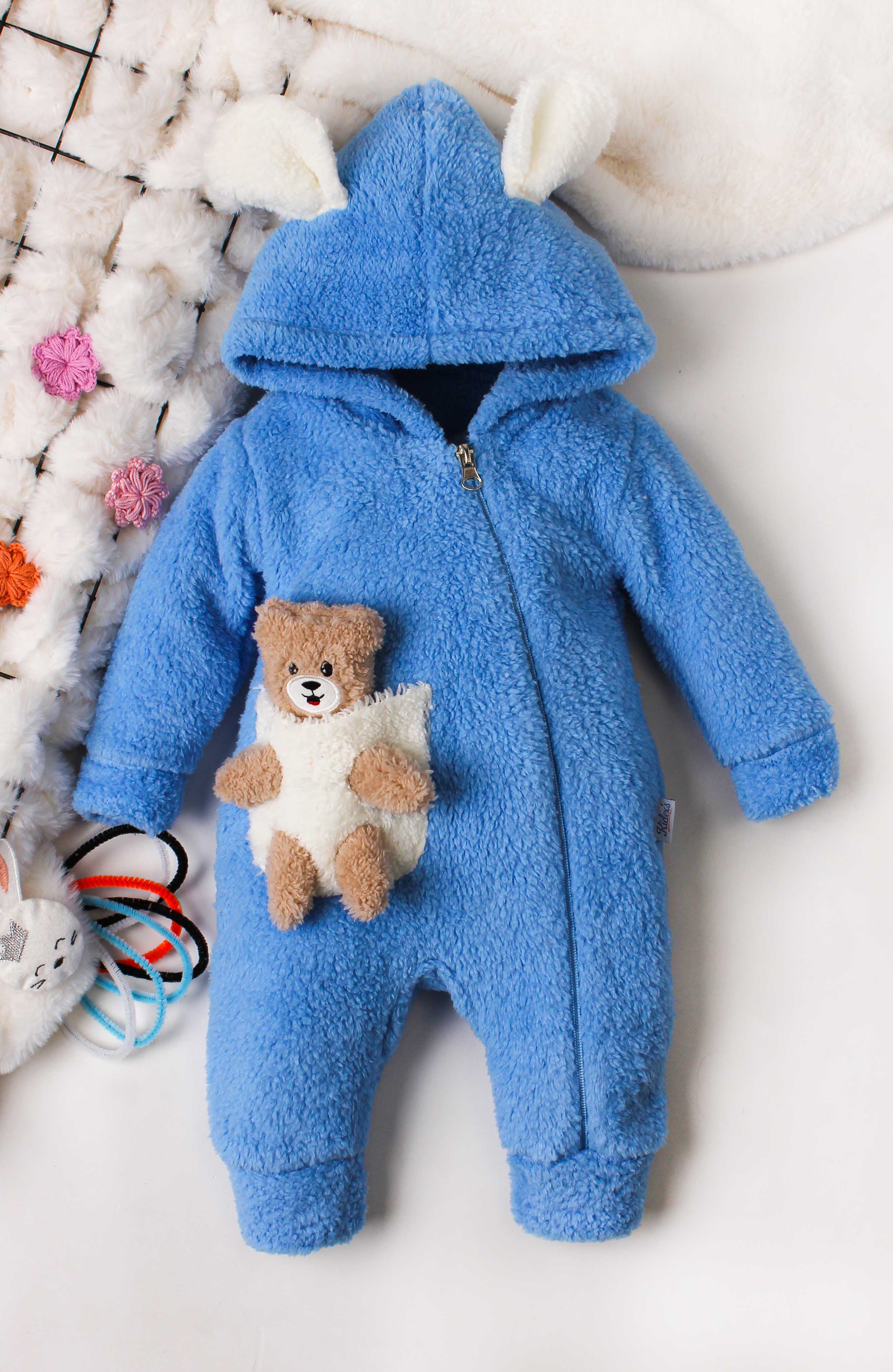 Tavşan Kulaklı Havuç Detaylı Peluş Bebek Tulum 0 24 Ay
